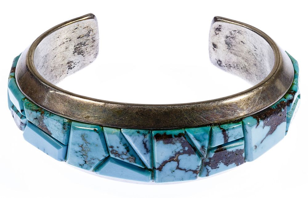 Lot 376: Michael NaNa Ping Sterling Silver and Turquoise Cuff