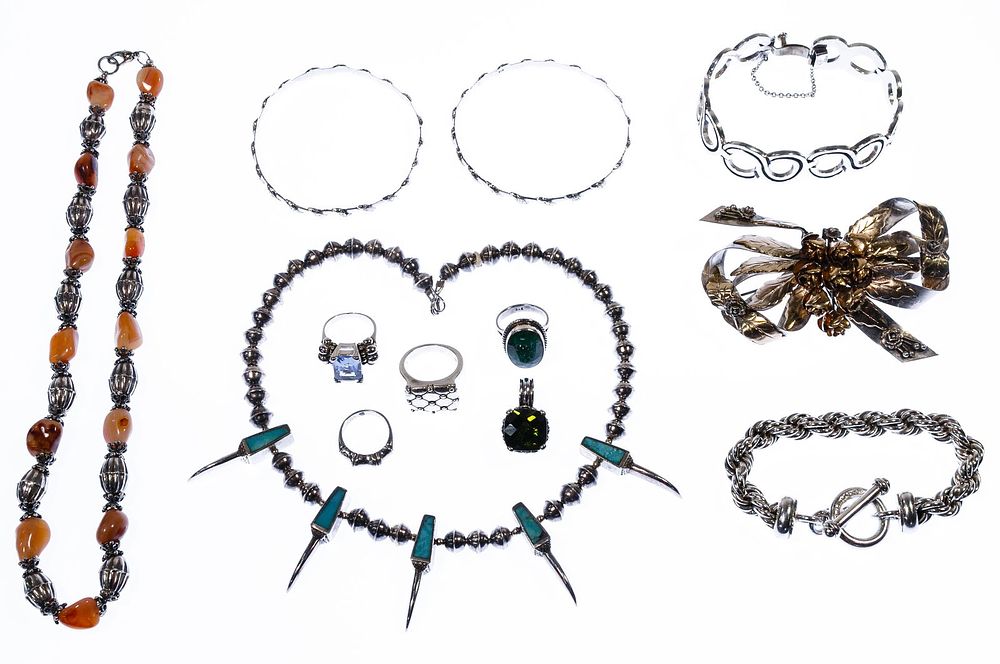 Lot 379: Sterling Silver and European Silver (800) Jewelry