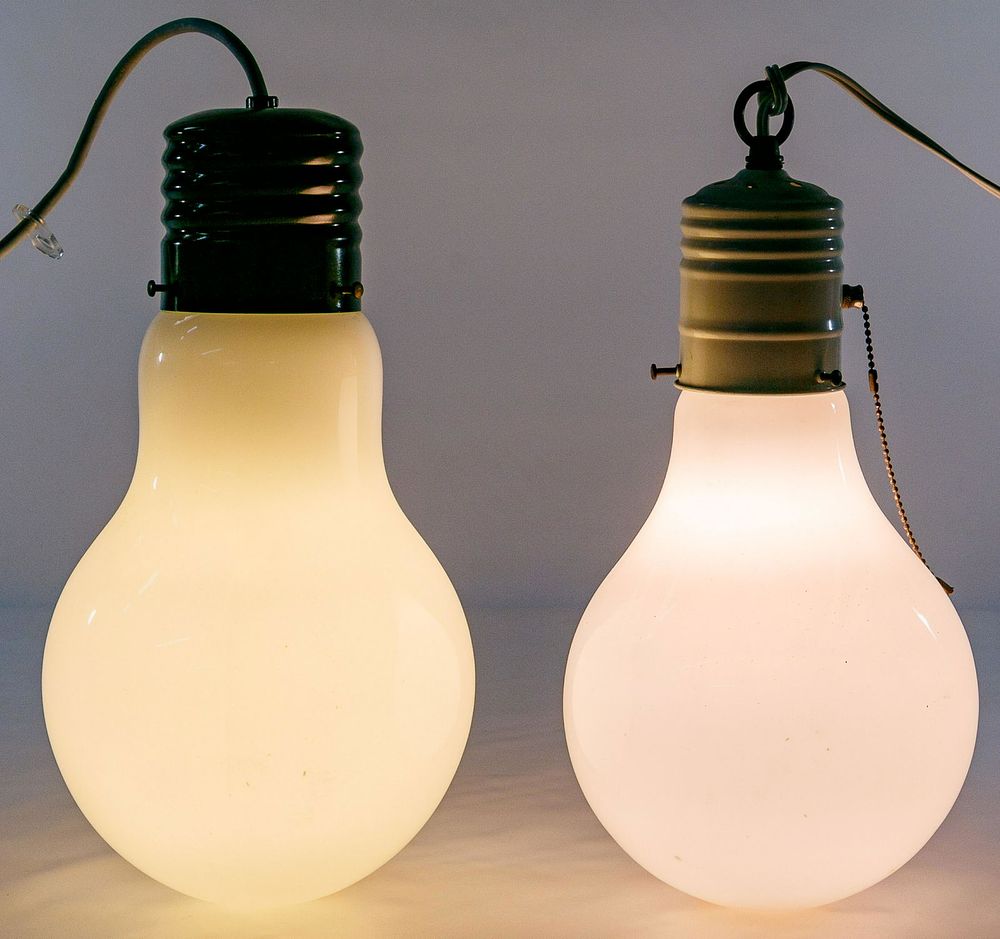 Lot 162: MCM Light Bulb Hanging Ceiling Lamps
