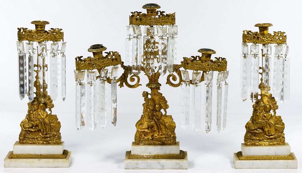 Lot 166: Brass Girandola Candleabra Set