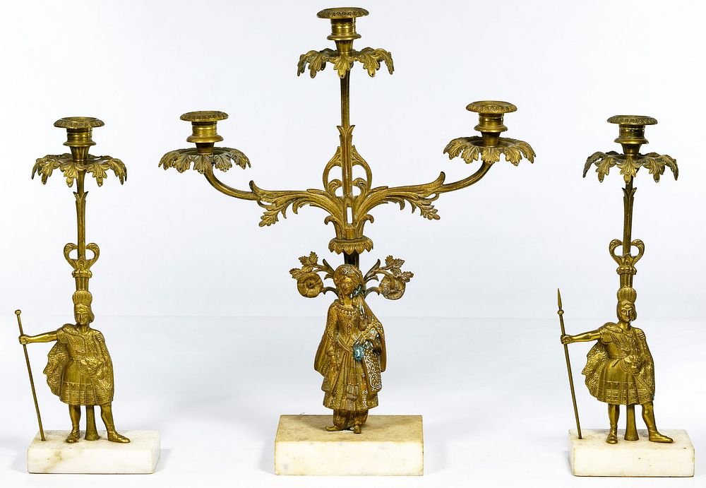 Lot 167: Brass Girandole Candleabra Set