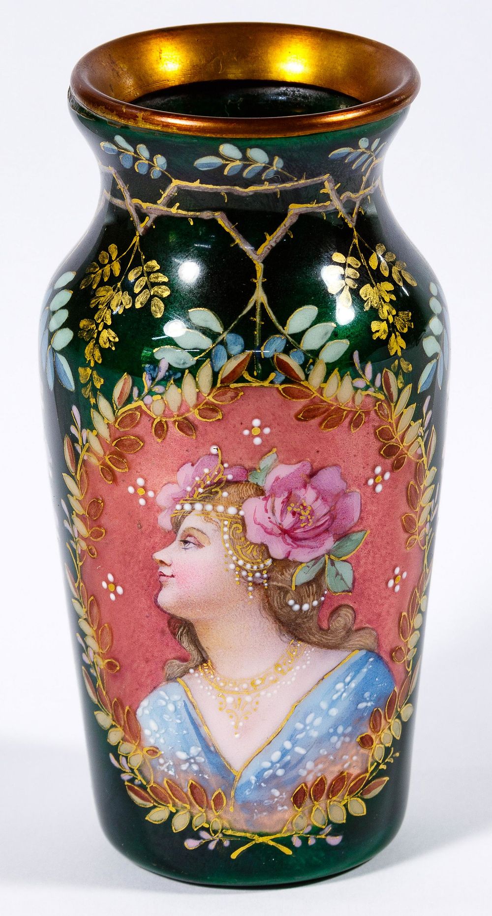 Lot 169: French Enamel Portrait Vase