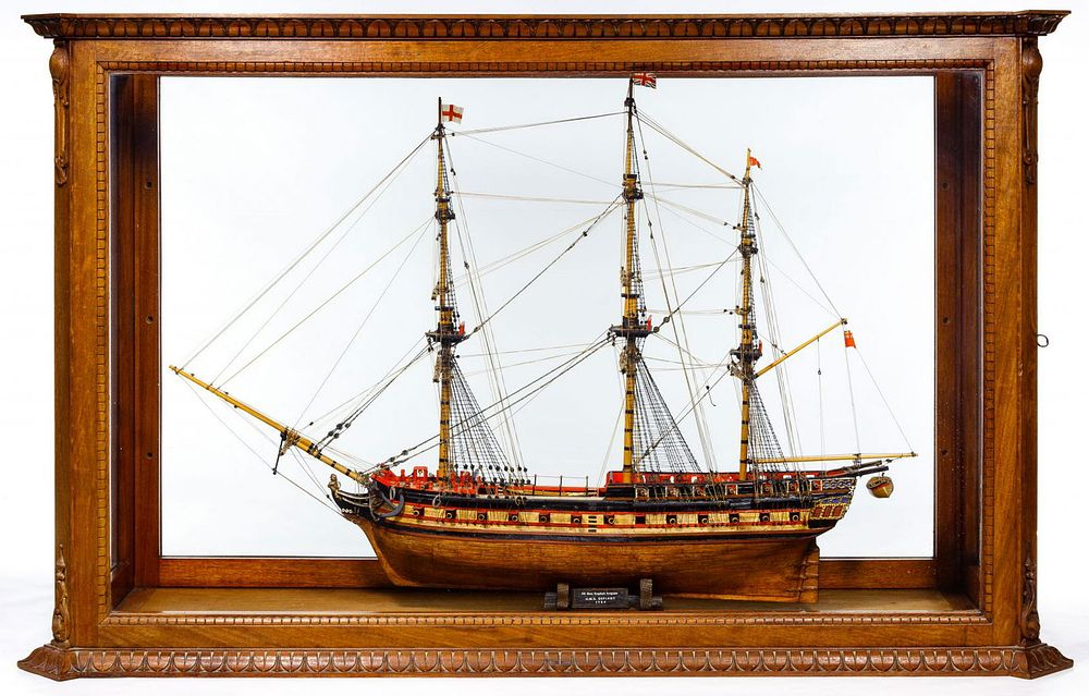 Lot 172: Wooden Ship Model in Display Case