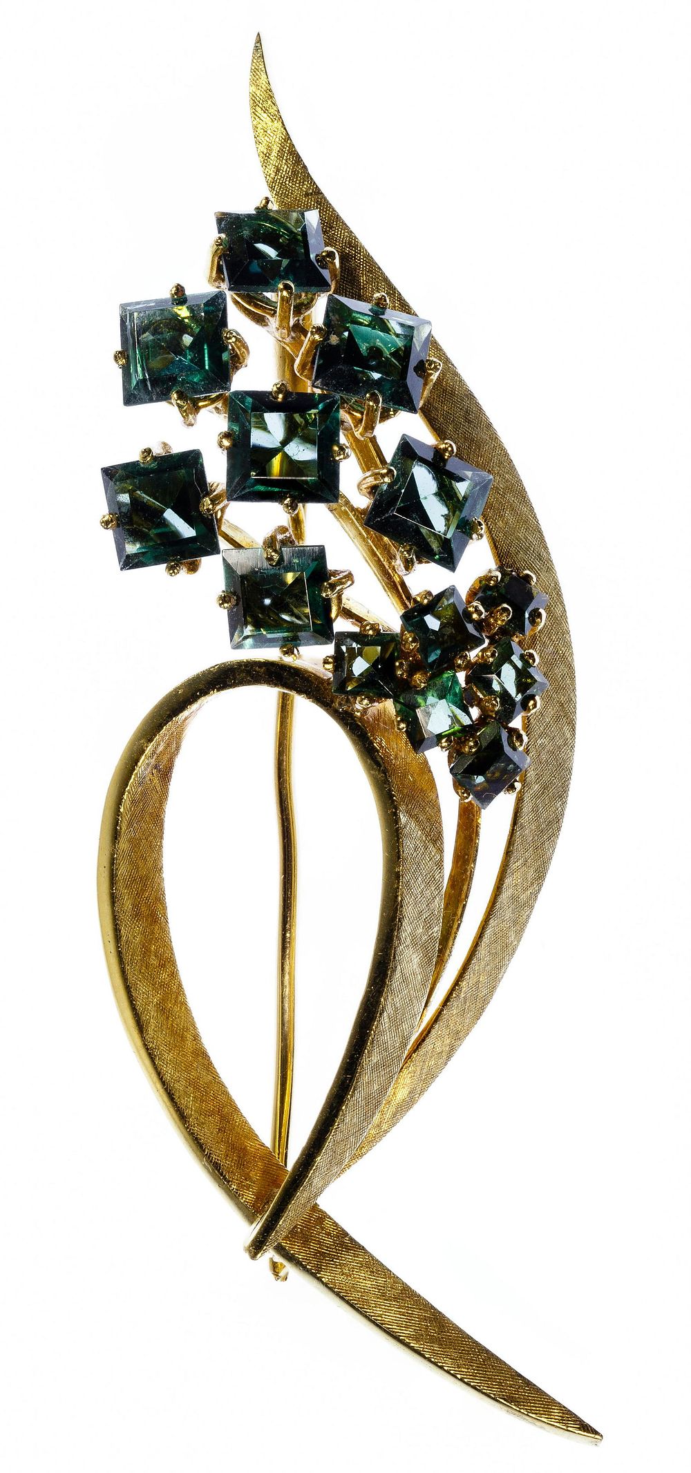 Lot 202: 18k Gold and Peridot Floral Spray Pin