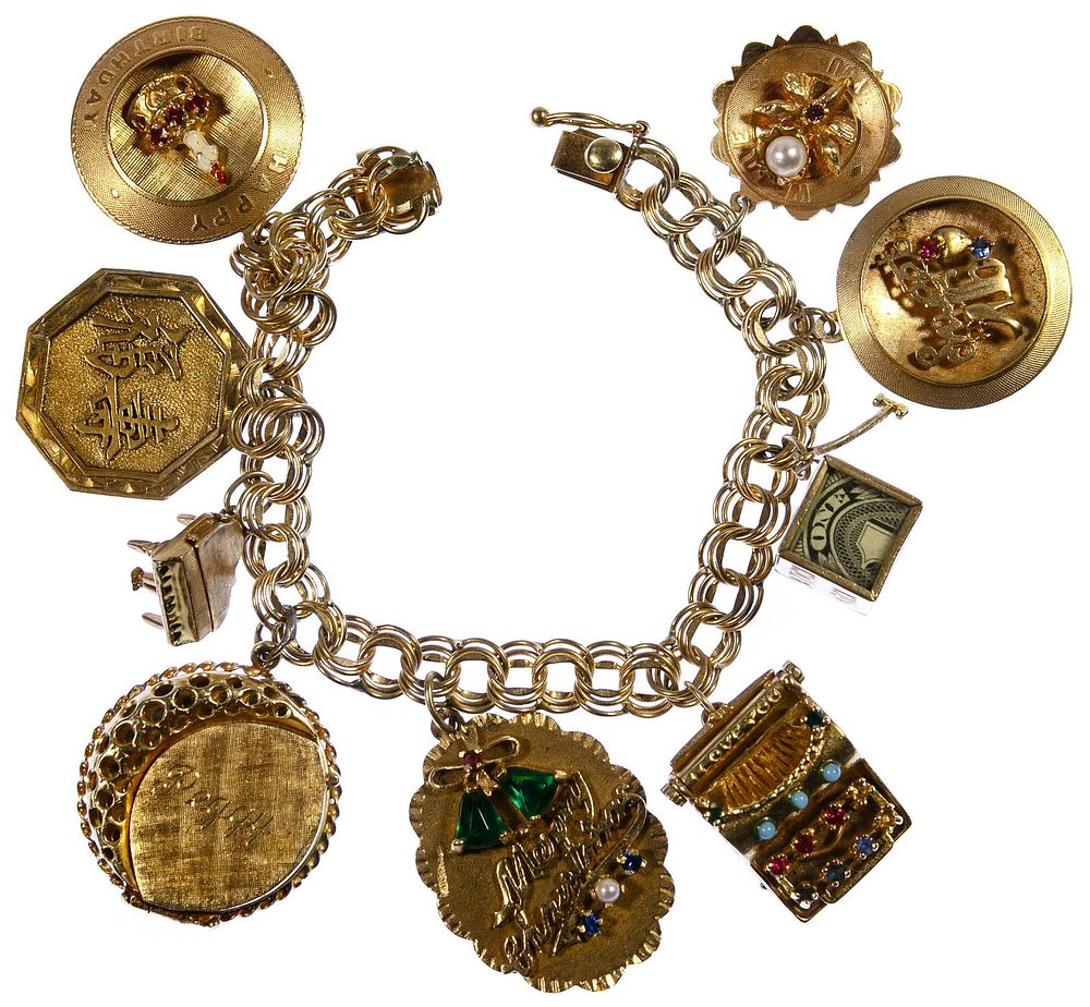 Lot 203: 14k Gold Charm Bracelet