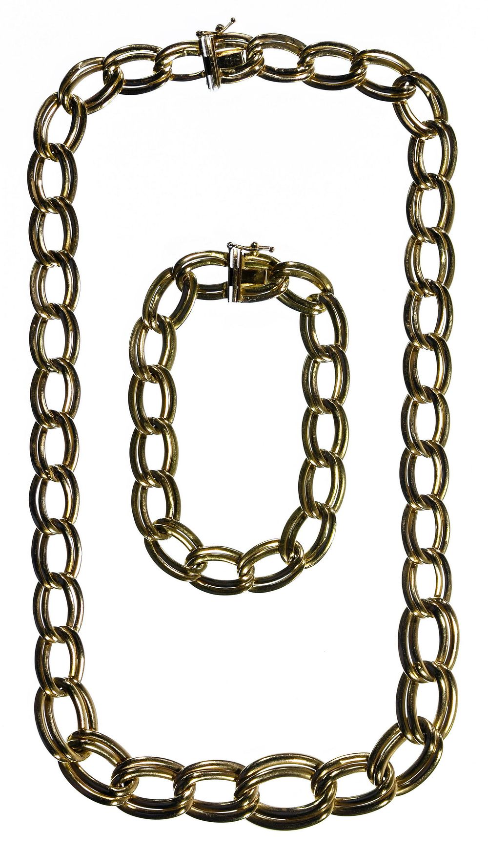 Lot 205: 14k Gold Necklace and Bracelet Set