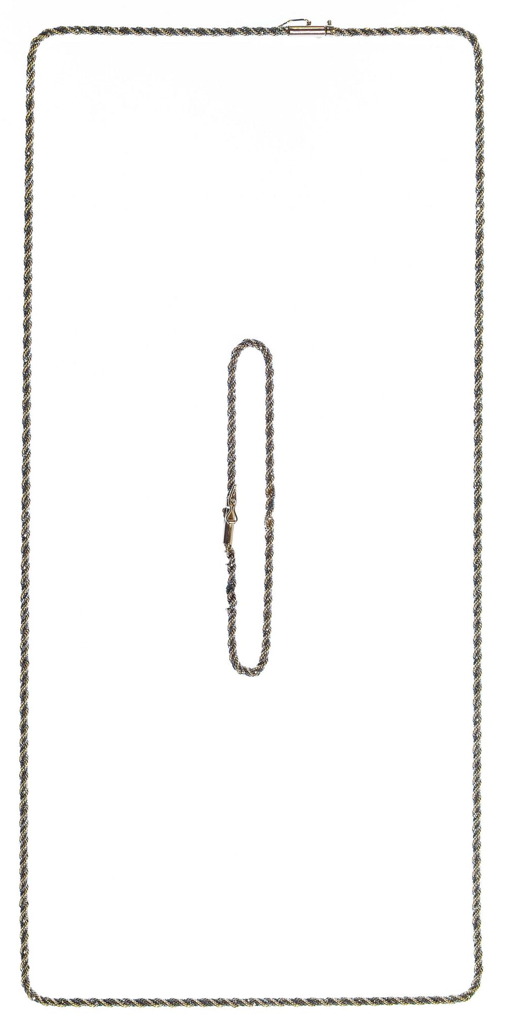 Lot 207: 14k White and Yellow Gold Necklace and Bracelet