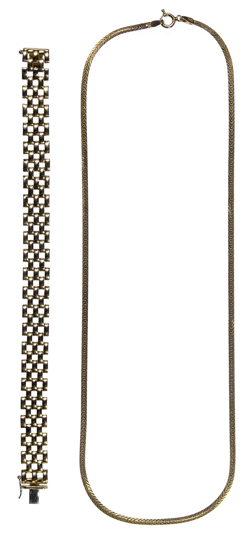 Lot 209: 14k Gold Necklace and Bracelet