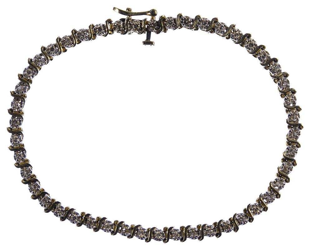 Lot 210: 14k Gold and Diamond Tennis Bracelet