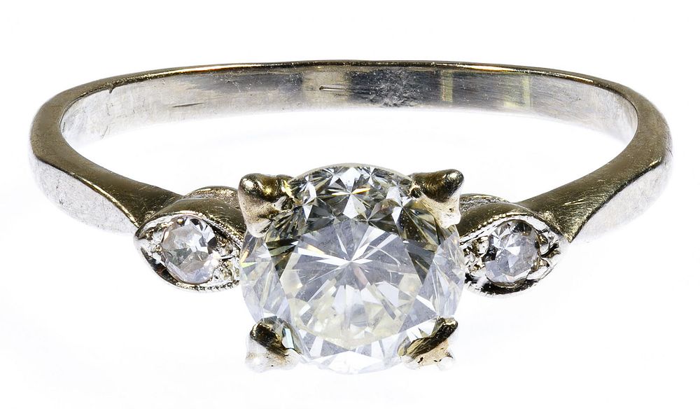 Lot 214: 14k White Gold and Diamond Ring