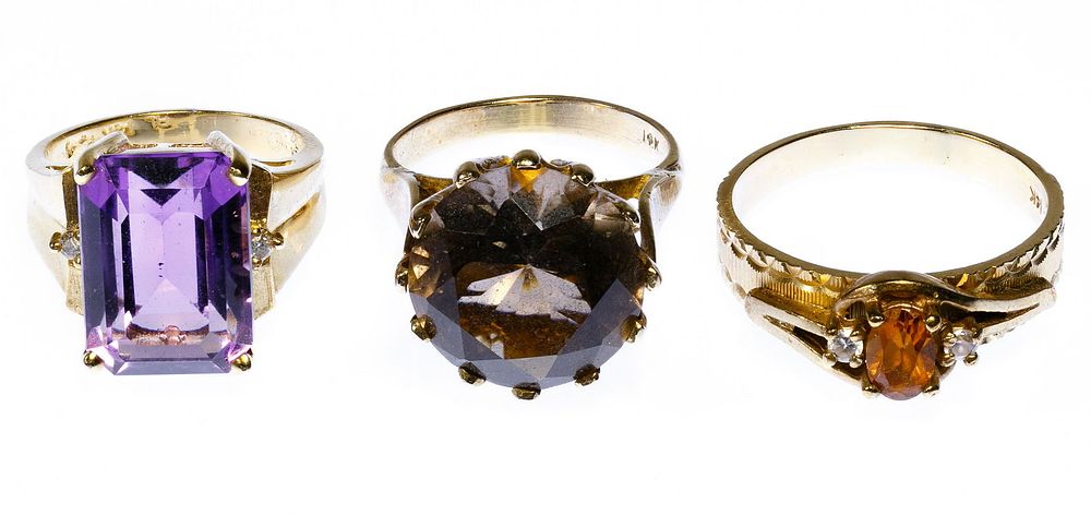 Lot 217: 14k Gold and Gemstone Ring Assortment