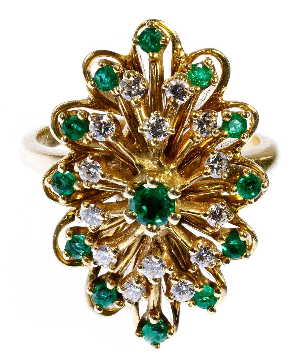 Lot 226: 14k Gold, Emerald and Diamond Ring