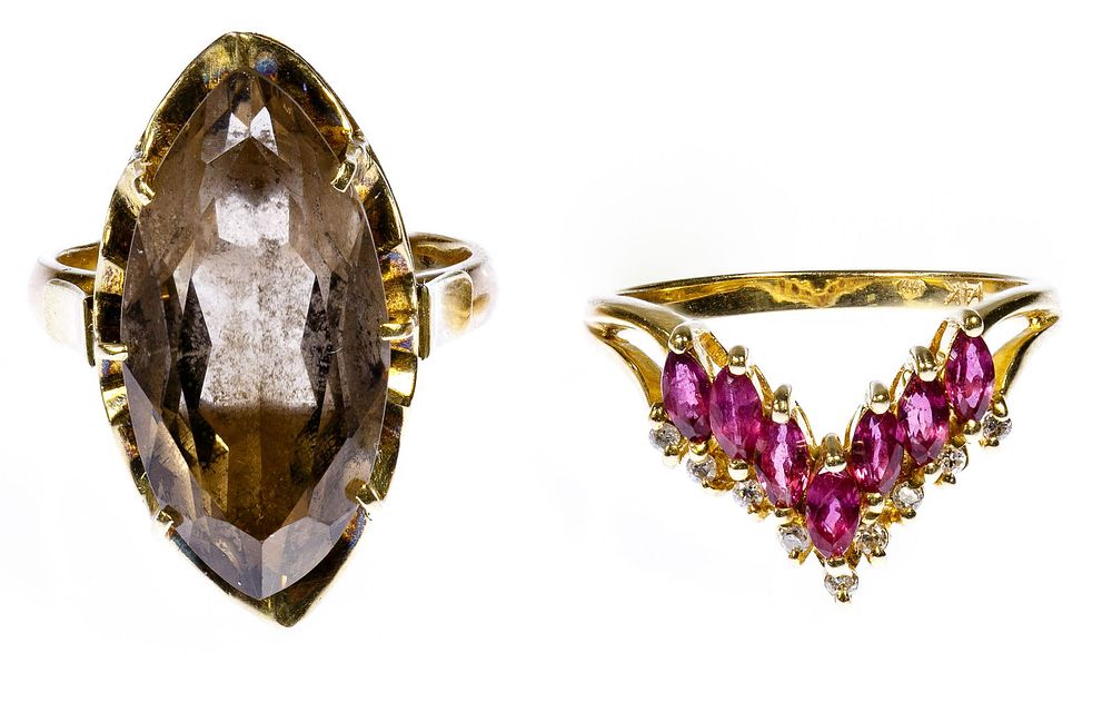 Lot 230: 14k Gold and Gemstone Rings