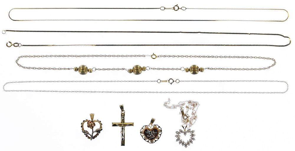 Lot 234: 14k Gold Necklace and Pendant Assortment