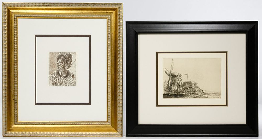 Lot 316: (After) Paul Cezanne and (After) Rembrandt Etchings
