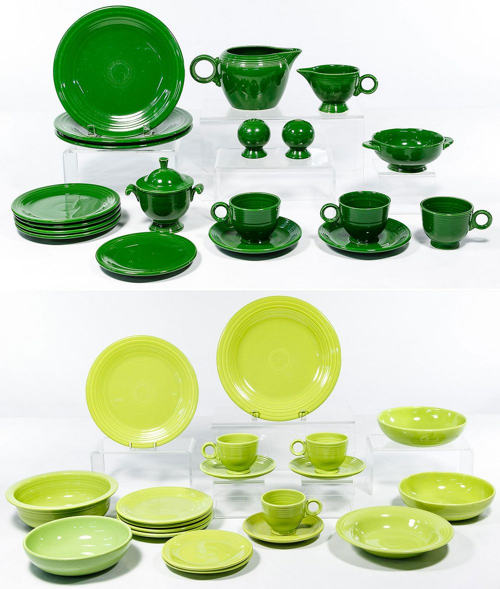 Lot 341: Homer Laughlin Fiestaware "Forest Green" and "Chartreus