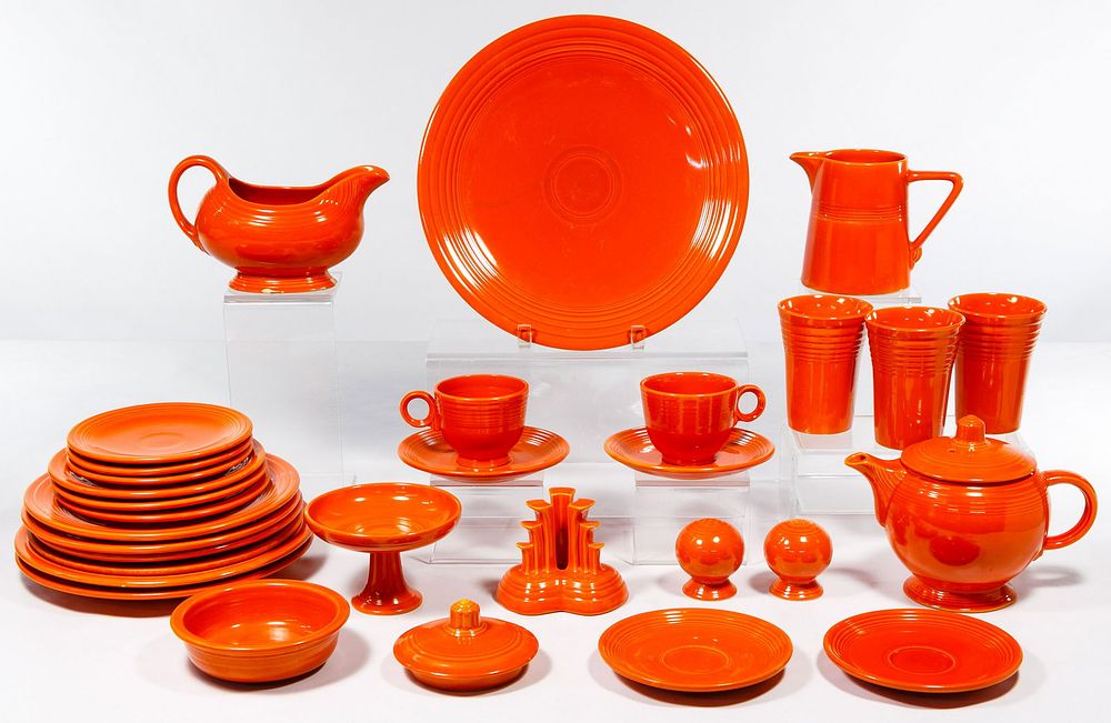 Lot 344: Homer Laughlin Fiestaware "Radioactive Red" Collection