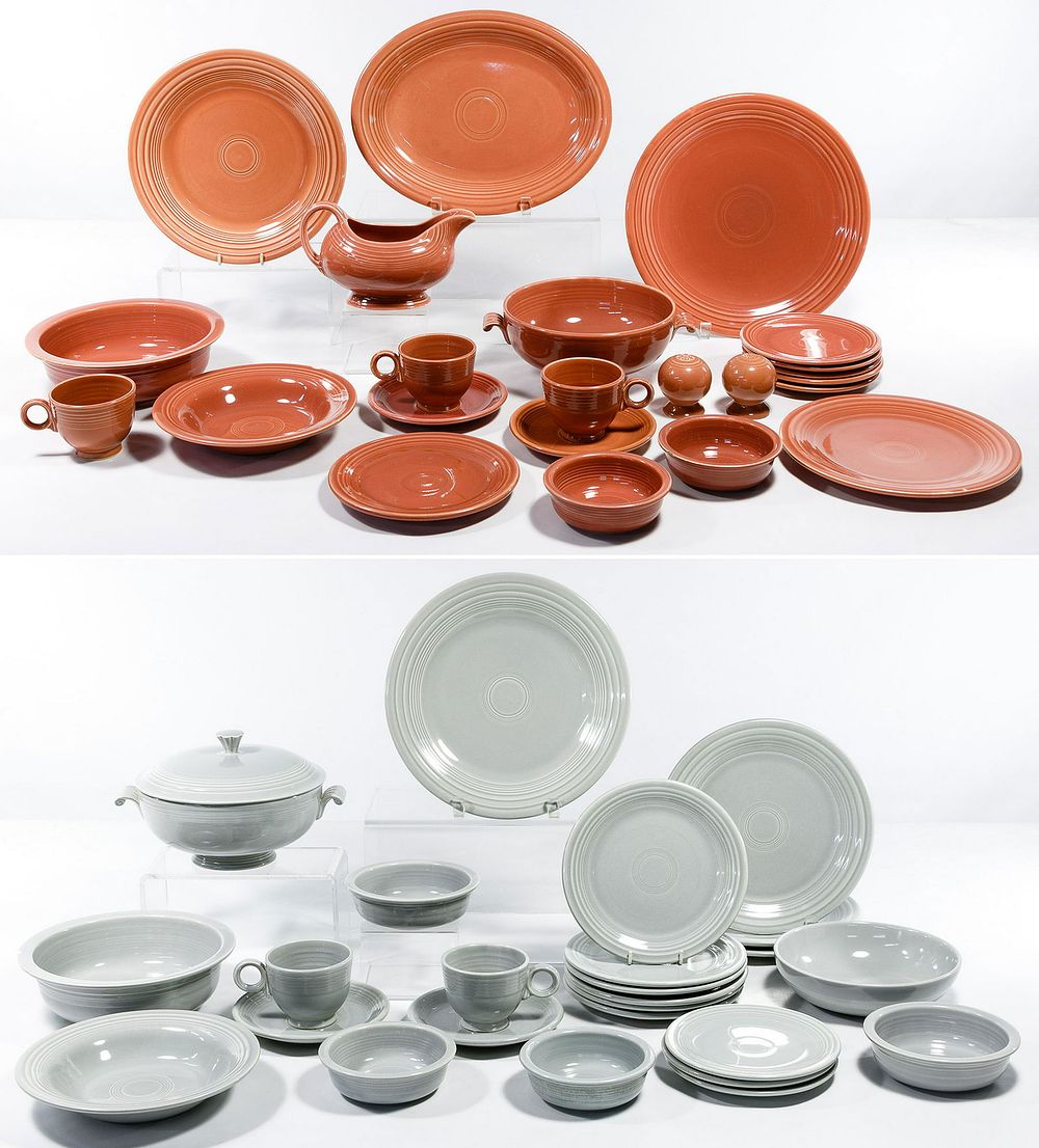 Lot 345: Homer Laughlin Fiestaware "Rose" and "Gray" Assortment