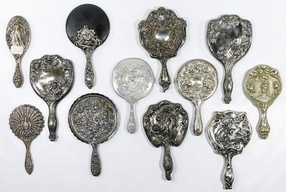 Lot 402: Silverplate Hand Mirror Assortment