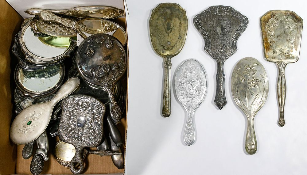 Lot 404: Silverplate Hand Mirror Assortment
