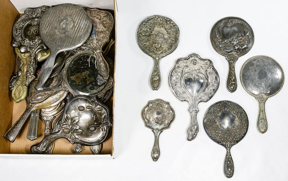 Lot 405: Silverplate Vanity Mirror Assortment