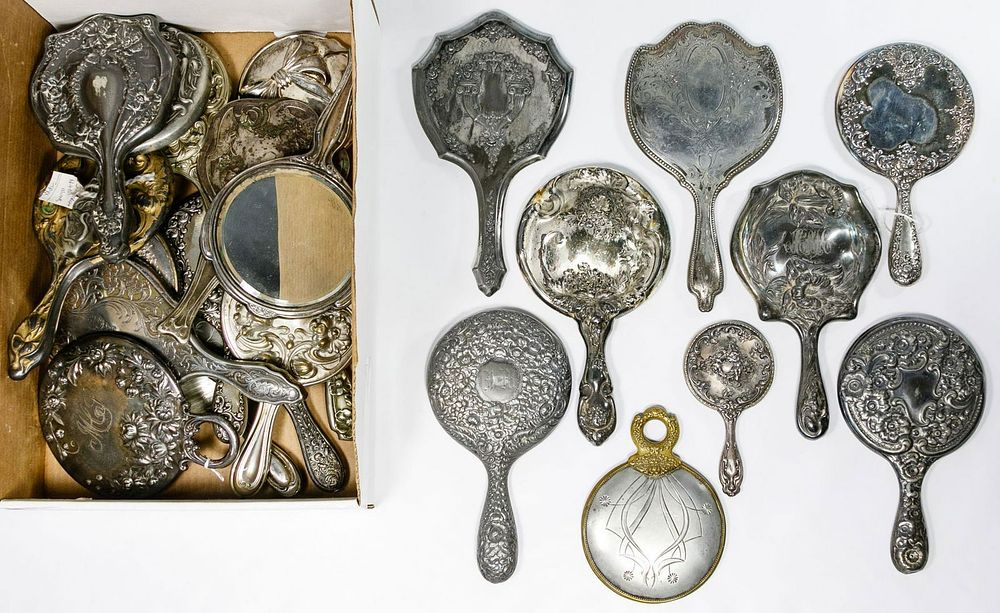 Lot 406: Silverplate Vanity Mirror Assortment