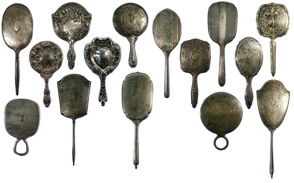 Lot 409: Sterling Silver and European Silver Vanity Mirror