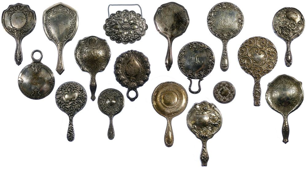 Lot 410: Sterling Silver and European Silver Vanity Mirror