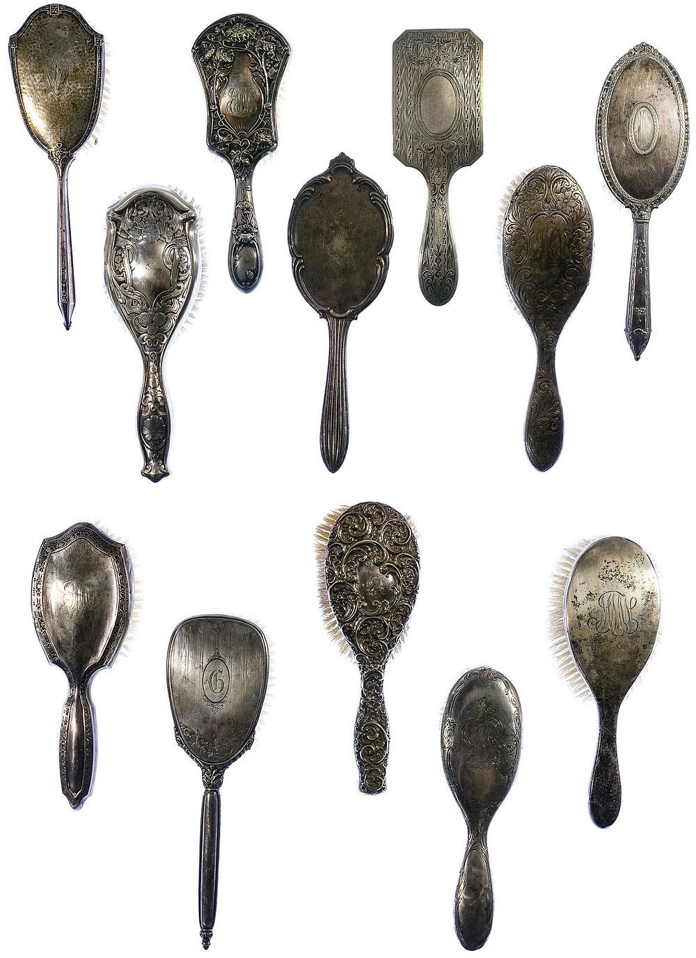 Lot 412: Sterling Silver Vanity Handled Brush Assortment