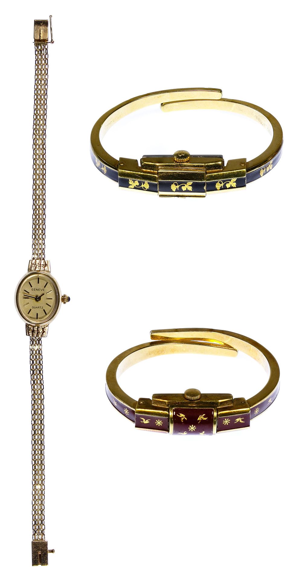 Lot 447: Geneve 10k Gold Wrist Watch on 14k Gold Band