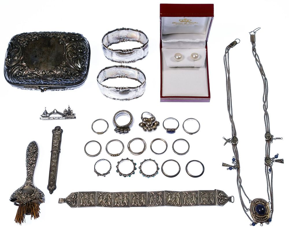 Lot 458: Sterling Silver and European Silver (800) Jewelry