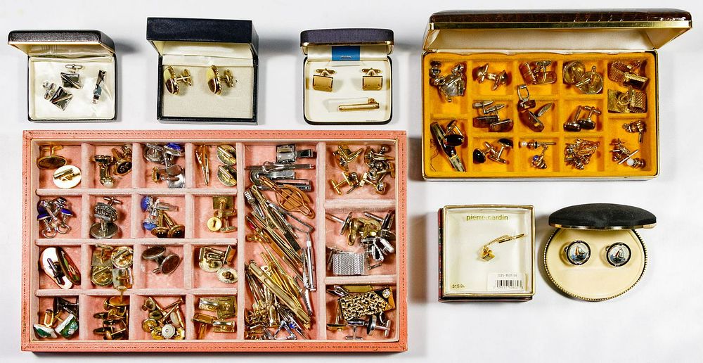 Lot 468: Men's Costume Cuff Link and Tie Clip Assortment