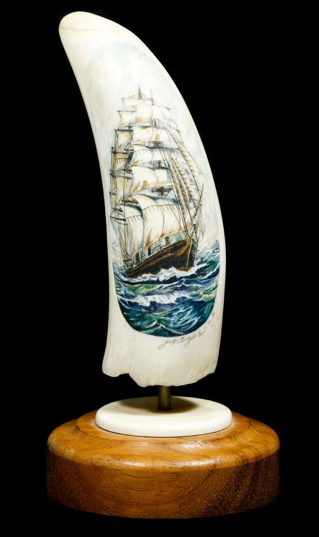 Lot 161: Yoko Gaydos (Japanese, 20th Century) Scrimshaw Whale