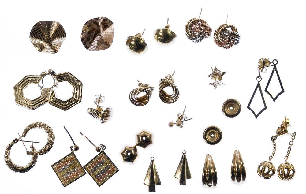 Lot 169: 14k Gold Pierced Earring and Jacket Assortment