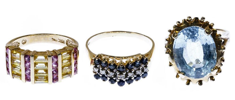 Lot 173: 14k Gold and Gemstone Ring Assortment