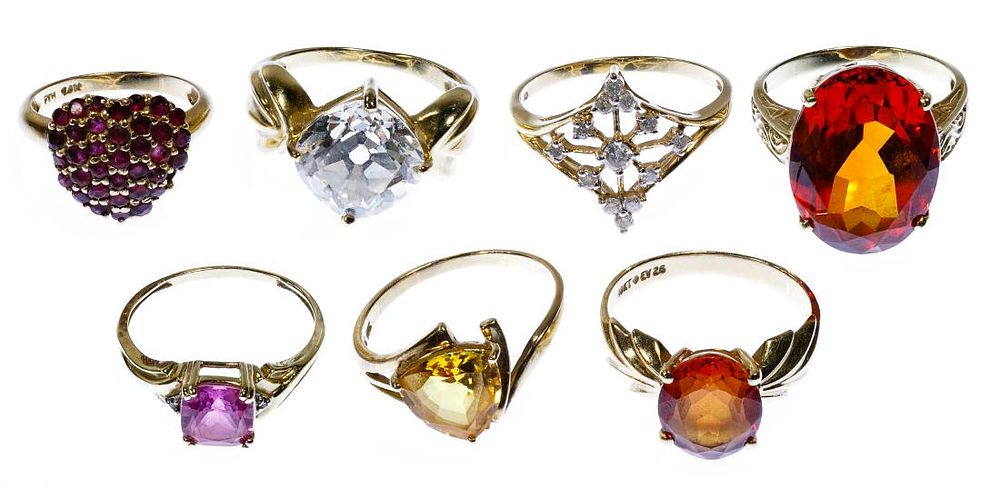 Lot 190: 10k Gold and Gemstone Ring Assortment