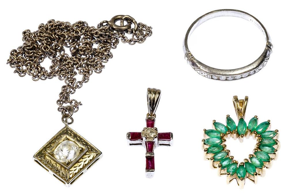Lot 197: Platinum, 18k, 14k and 10k Gold and Gemstone Jewelry
