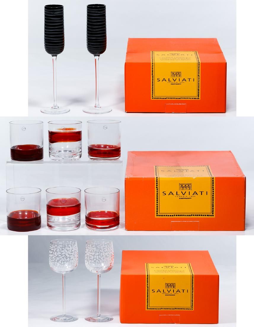 Lot 290: Salviati Tumblers and Stemware Assortment