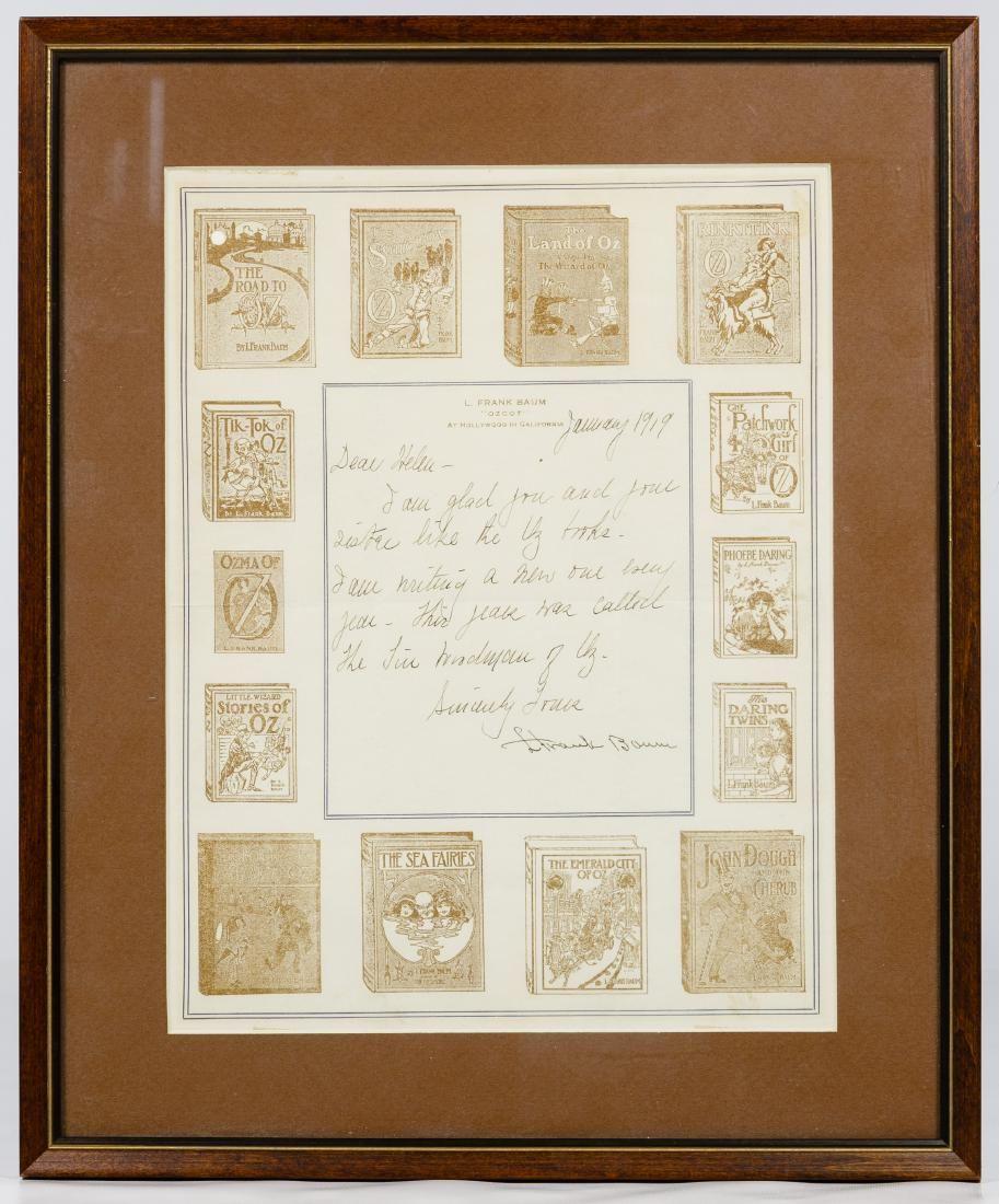 Lot 365: L. Frank Baum Letter with Signature