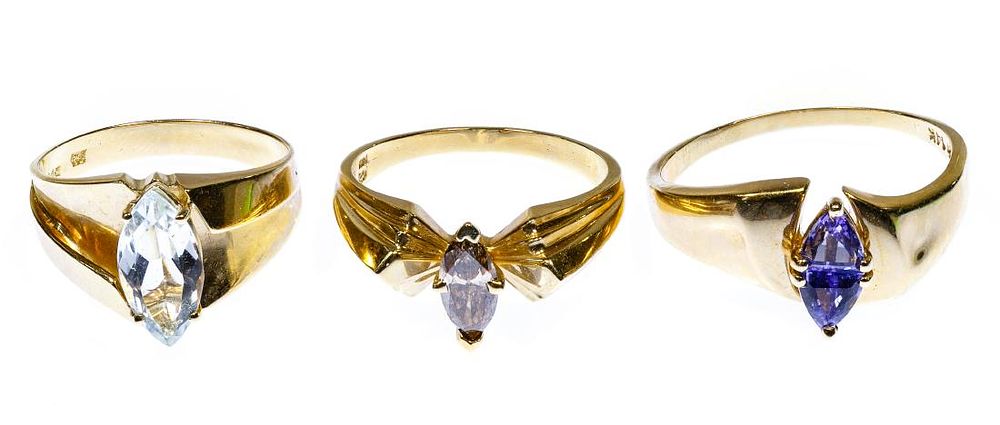 Lot 166: 14k Gold and Gemstone Ring Assortment