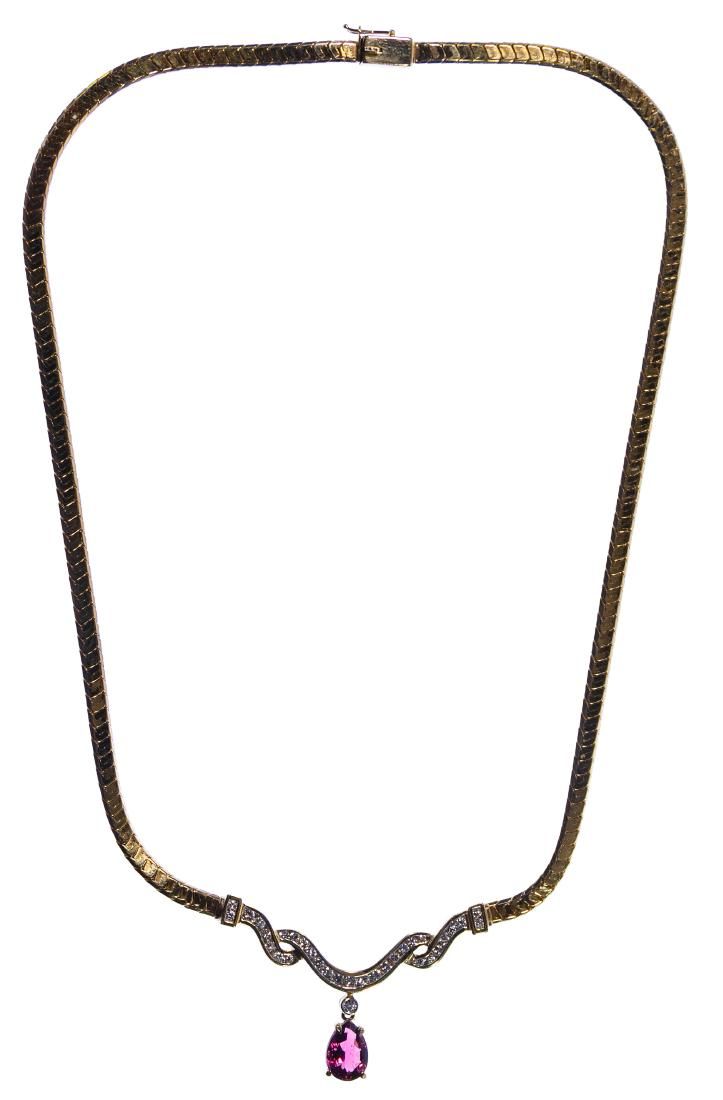 Lot 183: 14k Gold, Amethyst and Diamond Necklace