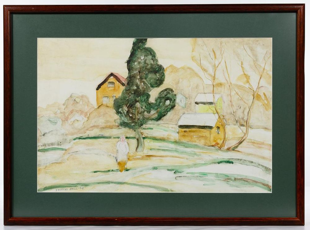 Lot 239: Thomas Hall (American, 20th Century) Watercolor