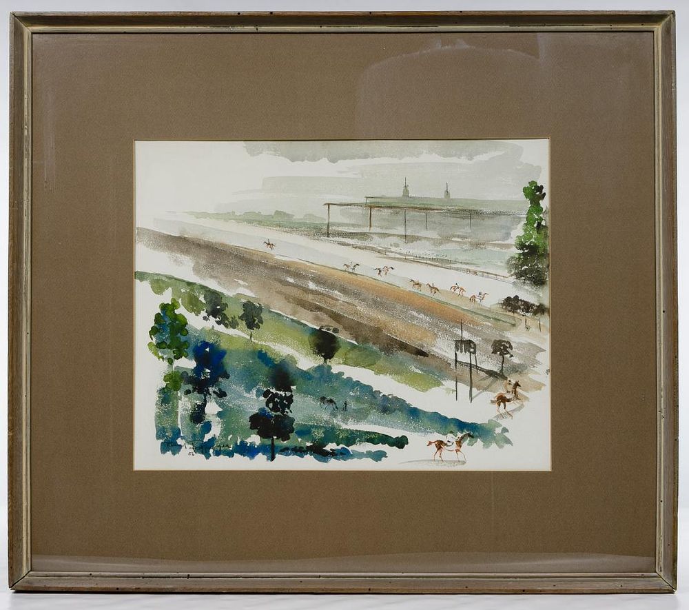Lot 242: Unknown Artist (American, 20th Century) Horse Racing