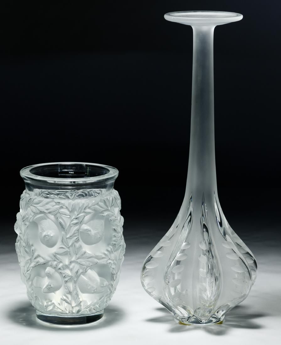 Lot 284: Lalique Crystal 'Bagatelle' and 'Claude' Vases