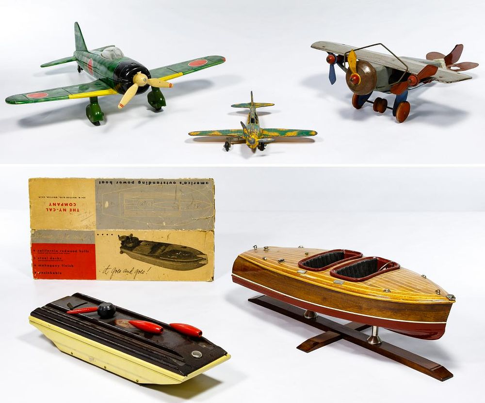 Lot 347: Pressed Steel Airplane and Boat Assortment