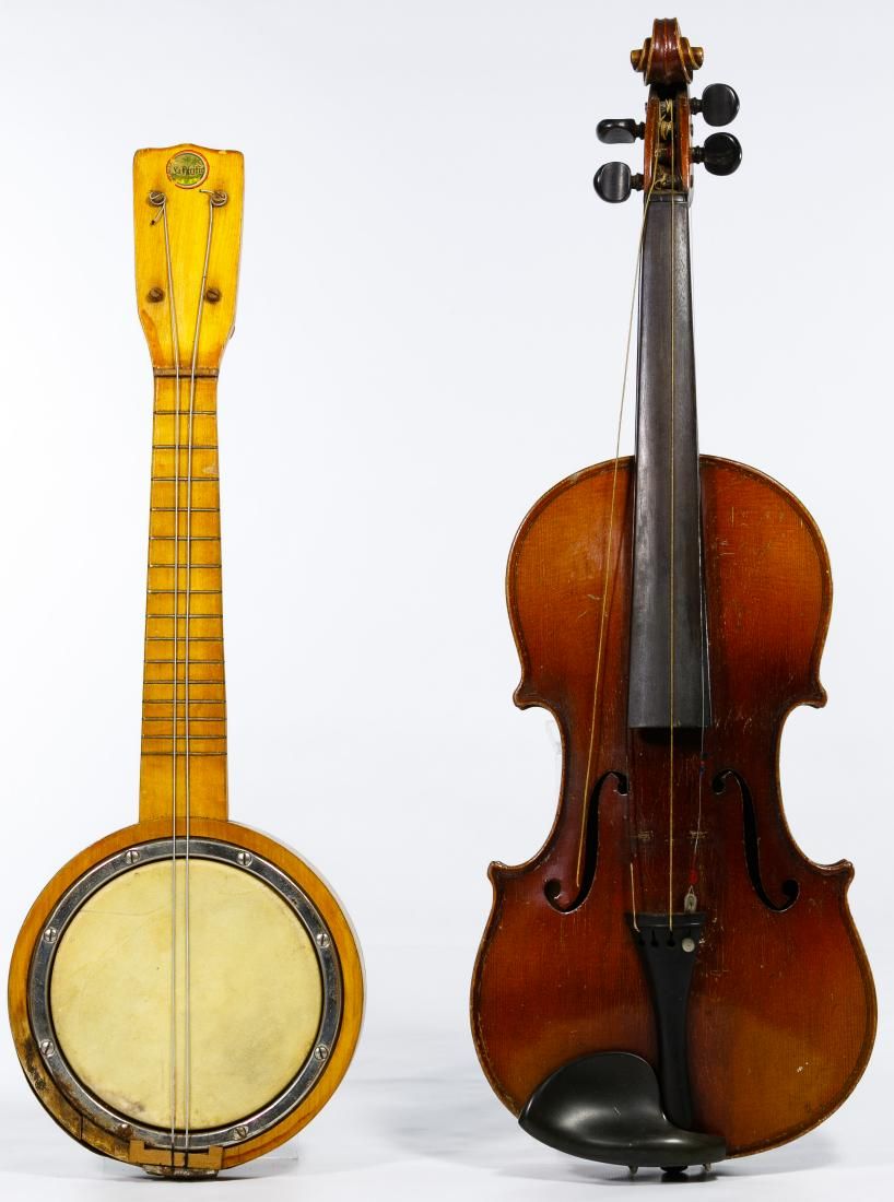 Lot 390: Violin and Banjolele Instrument Assortment