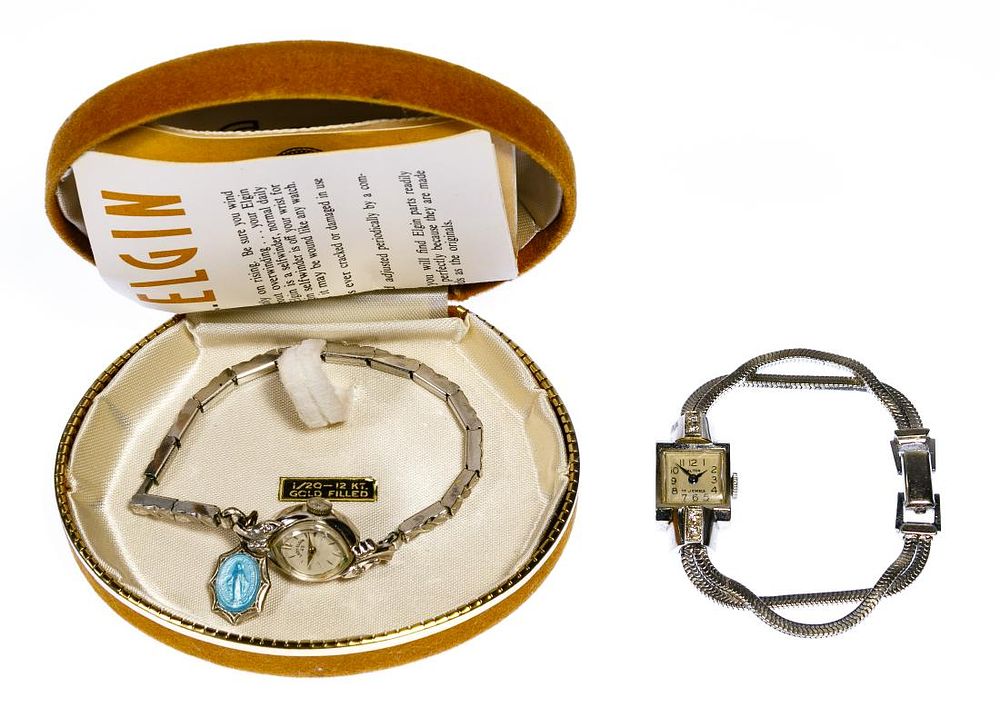 Lot 399: 14k White Gold Case Wrist Watches