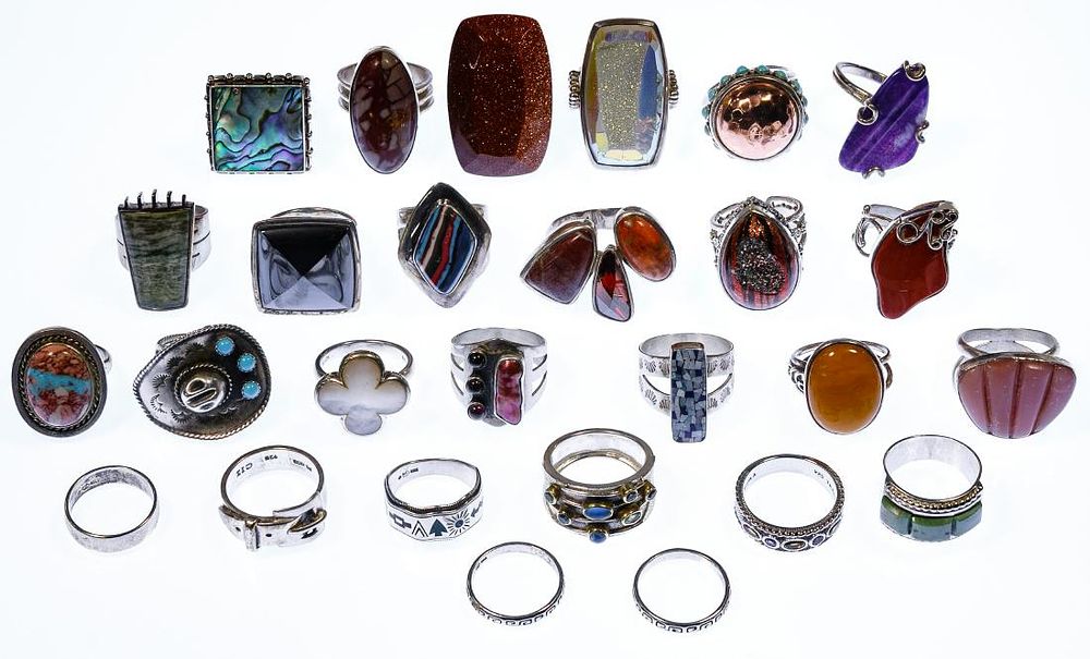 Lot 422: Sterling Silver Ring Assortment