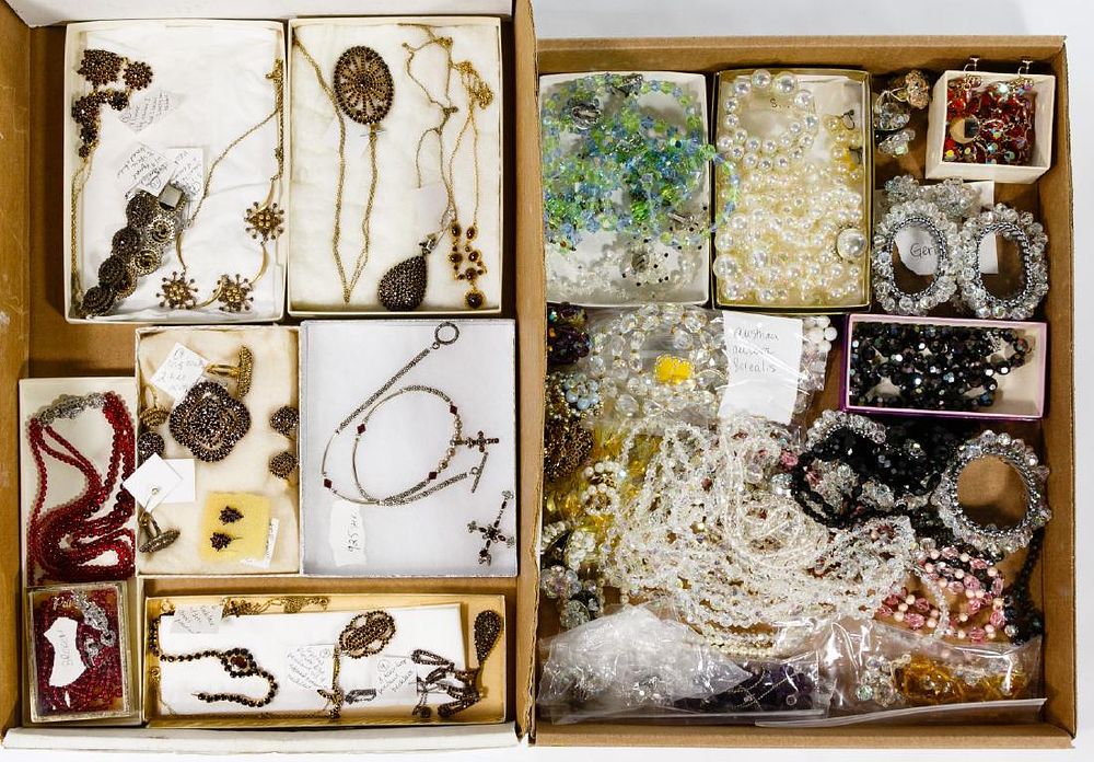 Lot 443: Victorian Garnet and Austrian Crystal Jewelry