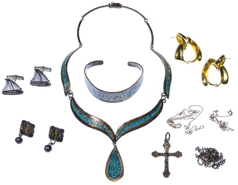 Lot 453: Gold, Sterling Silver and Costume Jewelry Assortment